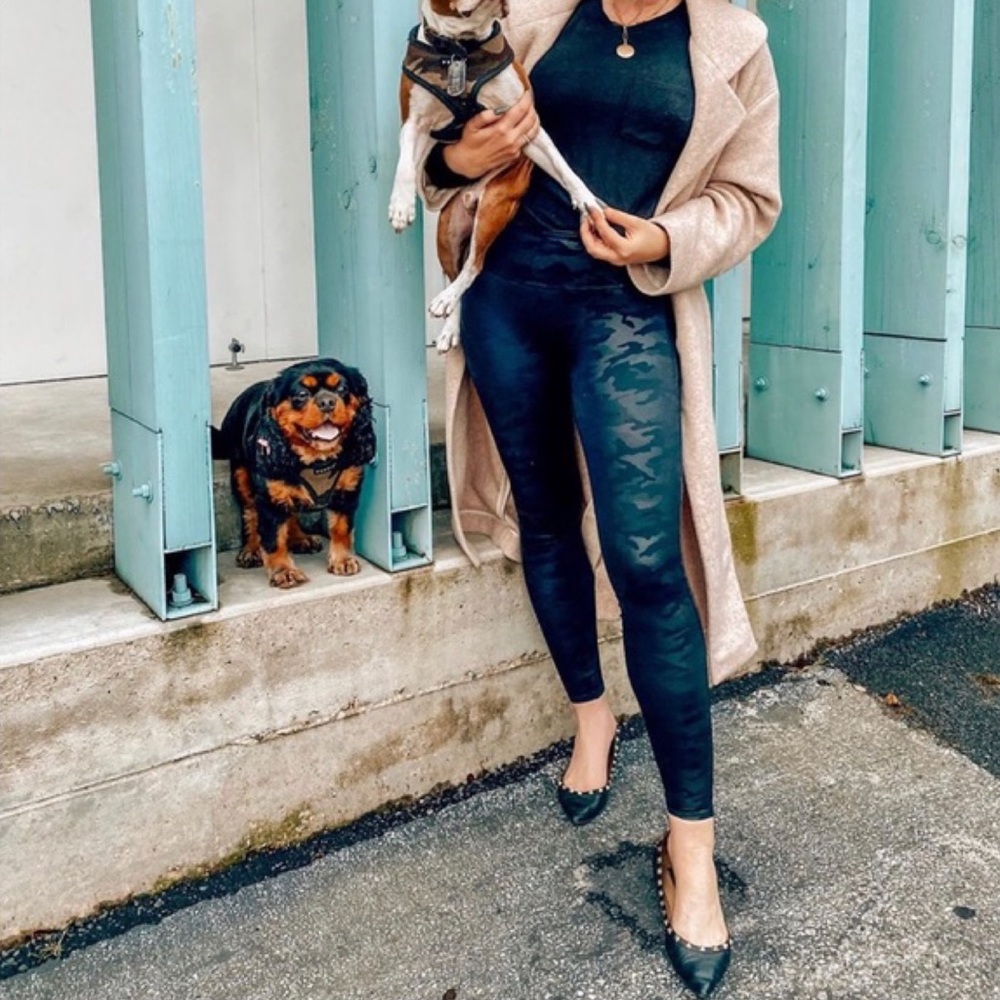 Spanx Faux Leather Camo Leggings